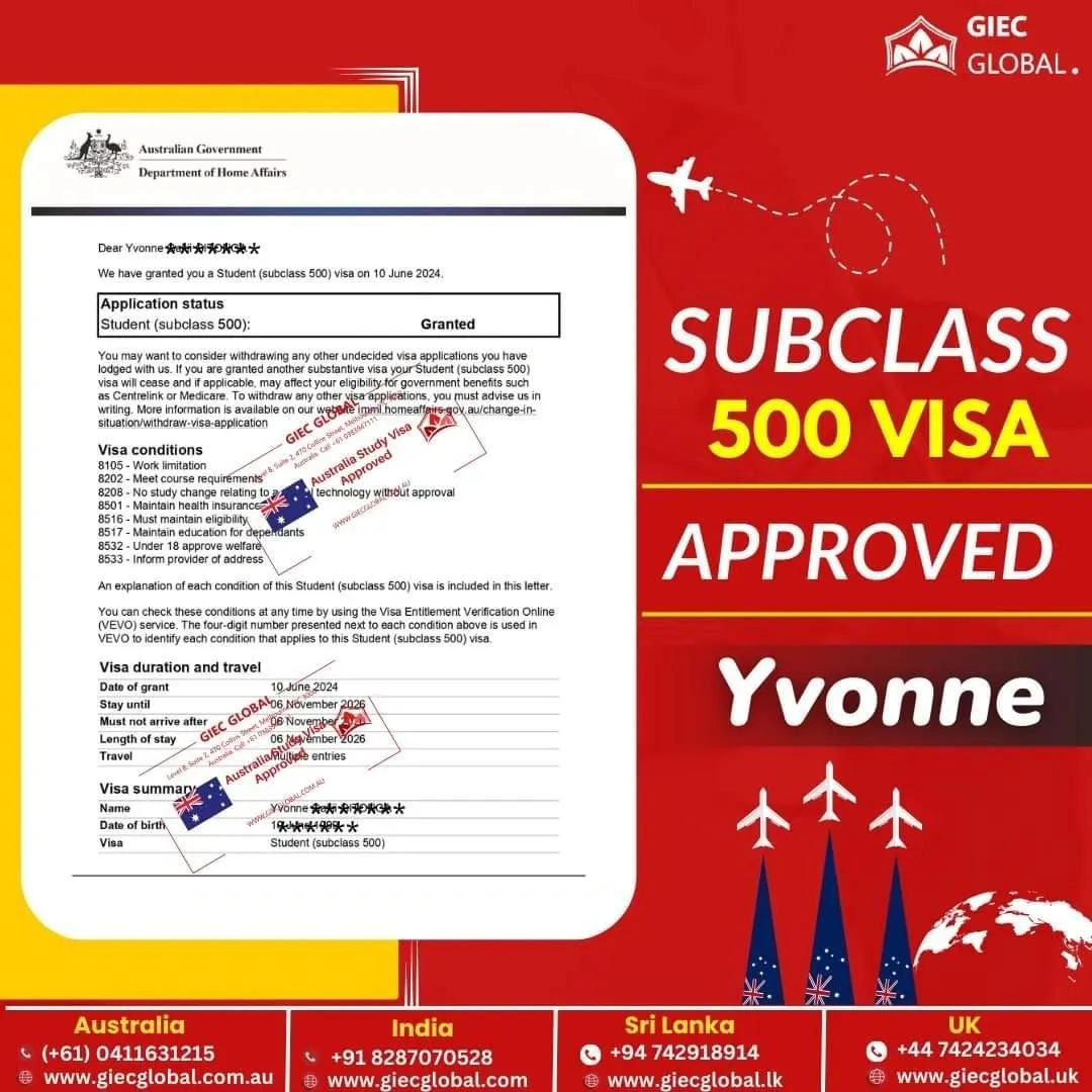 Yvonne Subclass 500 Student Visa Approved
