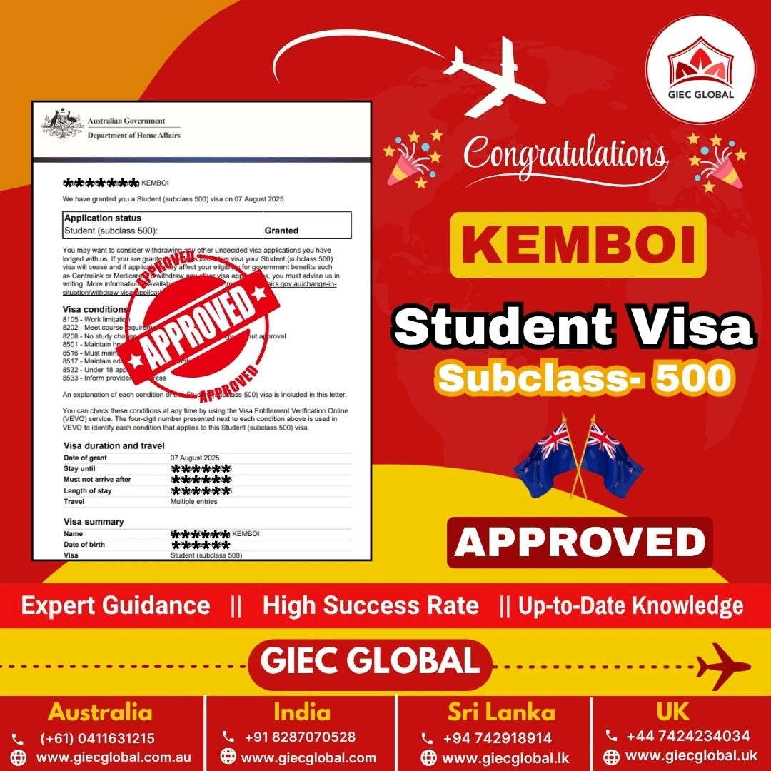 kemboi Subclass 500 Student Visa Approved